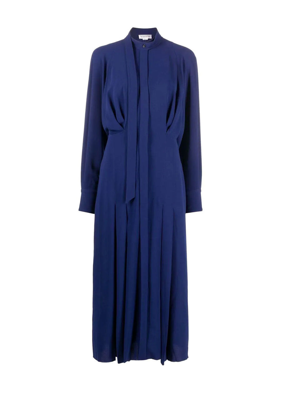 Victoria Beckham  Royal Blue L/Sleeve Pleated Shirt Dress