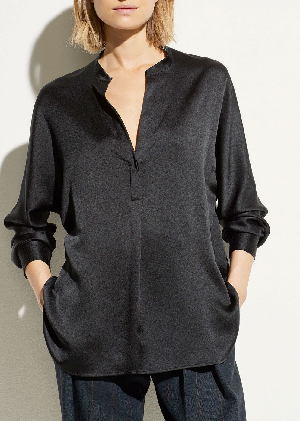Vince Band Collar Blouse
