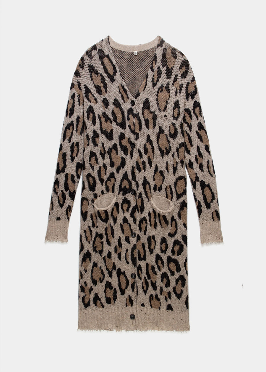 R13 Long Leopard Cardigan