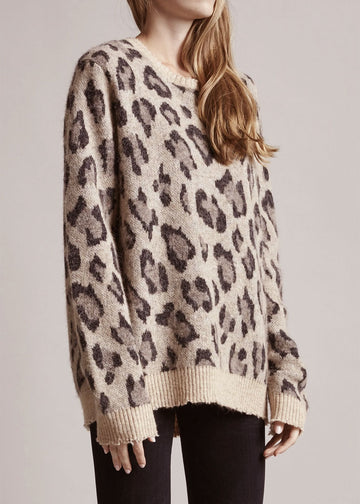 R13 Leopard Cashmere Crewneck Sweater
