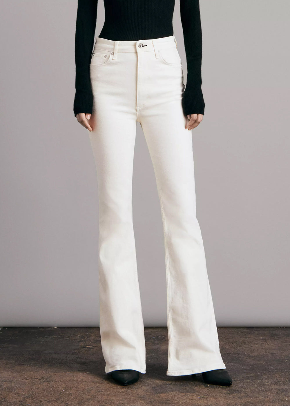 Rag & Bone Ecru Casey High-Rise Flare
