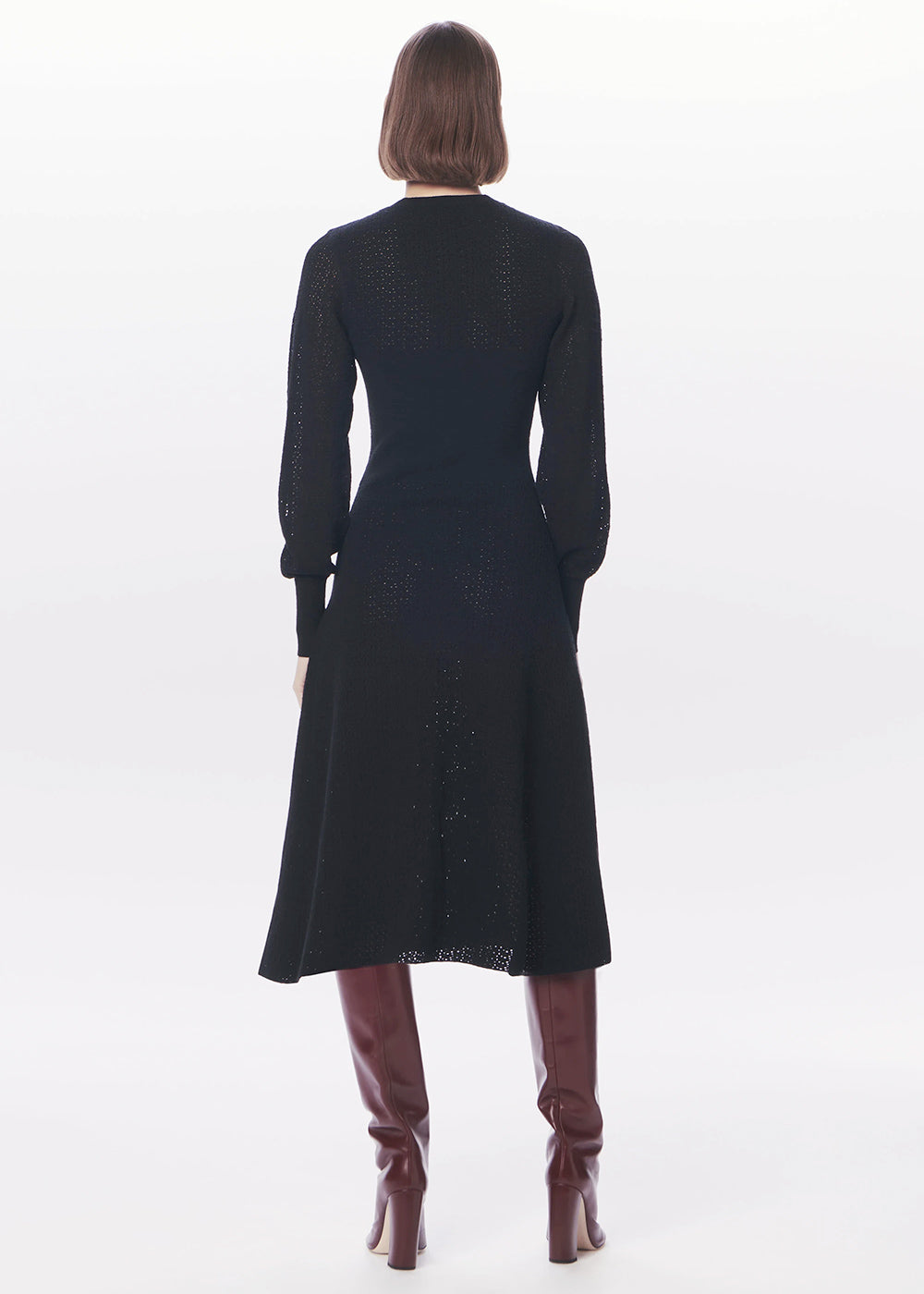 Victoria Beckham Pointelle Blouson Sleeve Dress